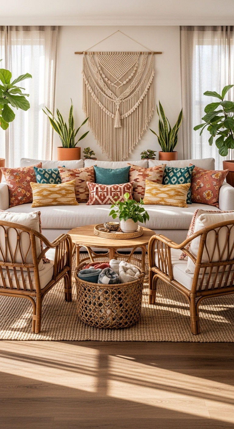 12 8-Seater Sofa Set Living Room Ideas for Grand, Open Spaces 9 10. Boho-Chic Grand Comfort