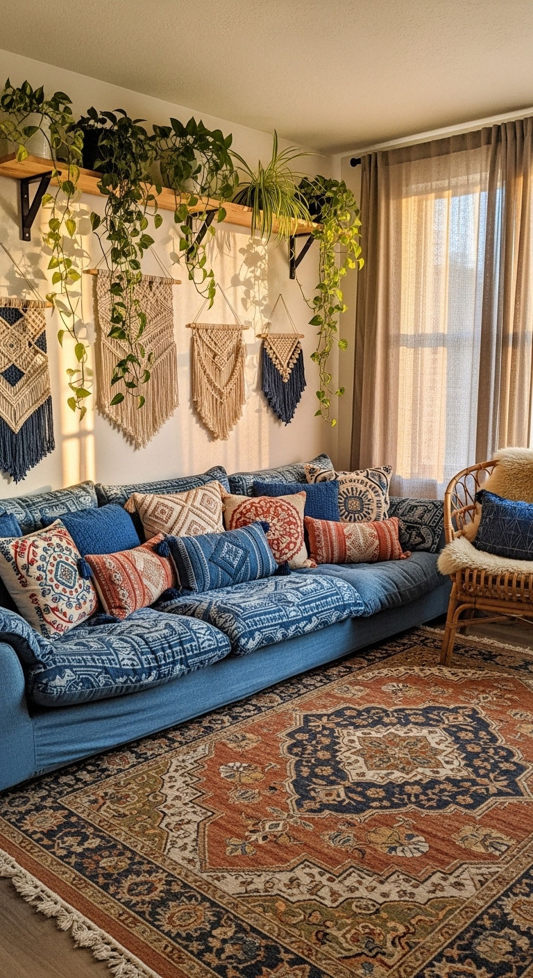 7. Boho Denim Lounge