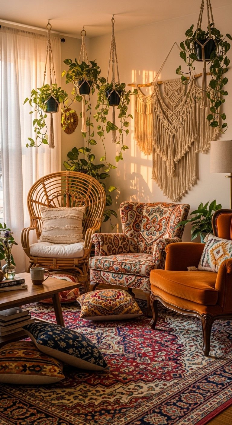 4. Boho Mix-and-Match Seating