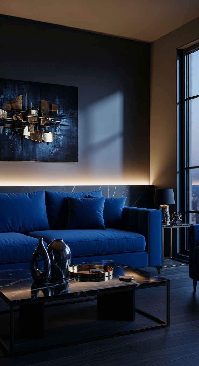 13 Statement Sofa Living Room Ideas to Make Your Space Unforgettable 4 3. Bold Blue Drama