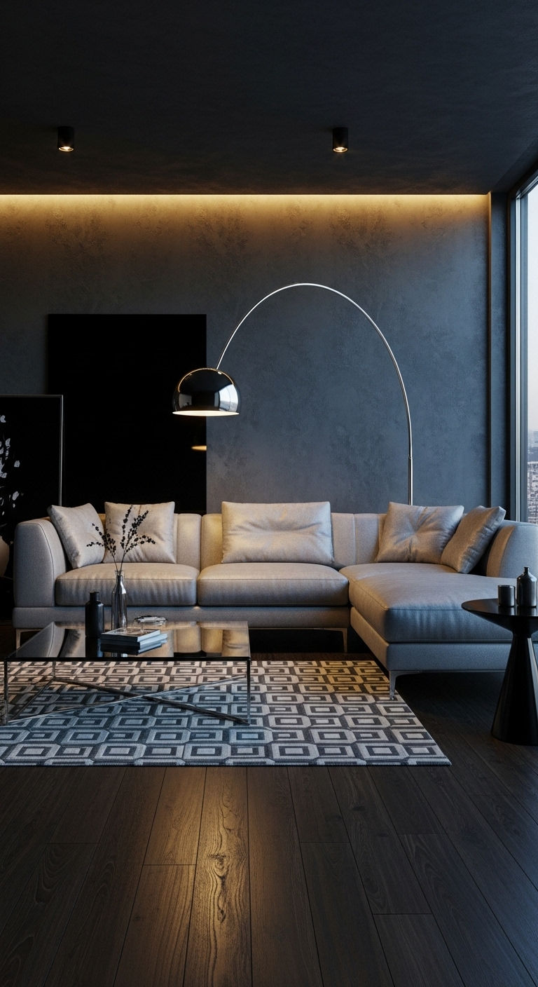 5. Charcoal Drama with Silver Shine