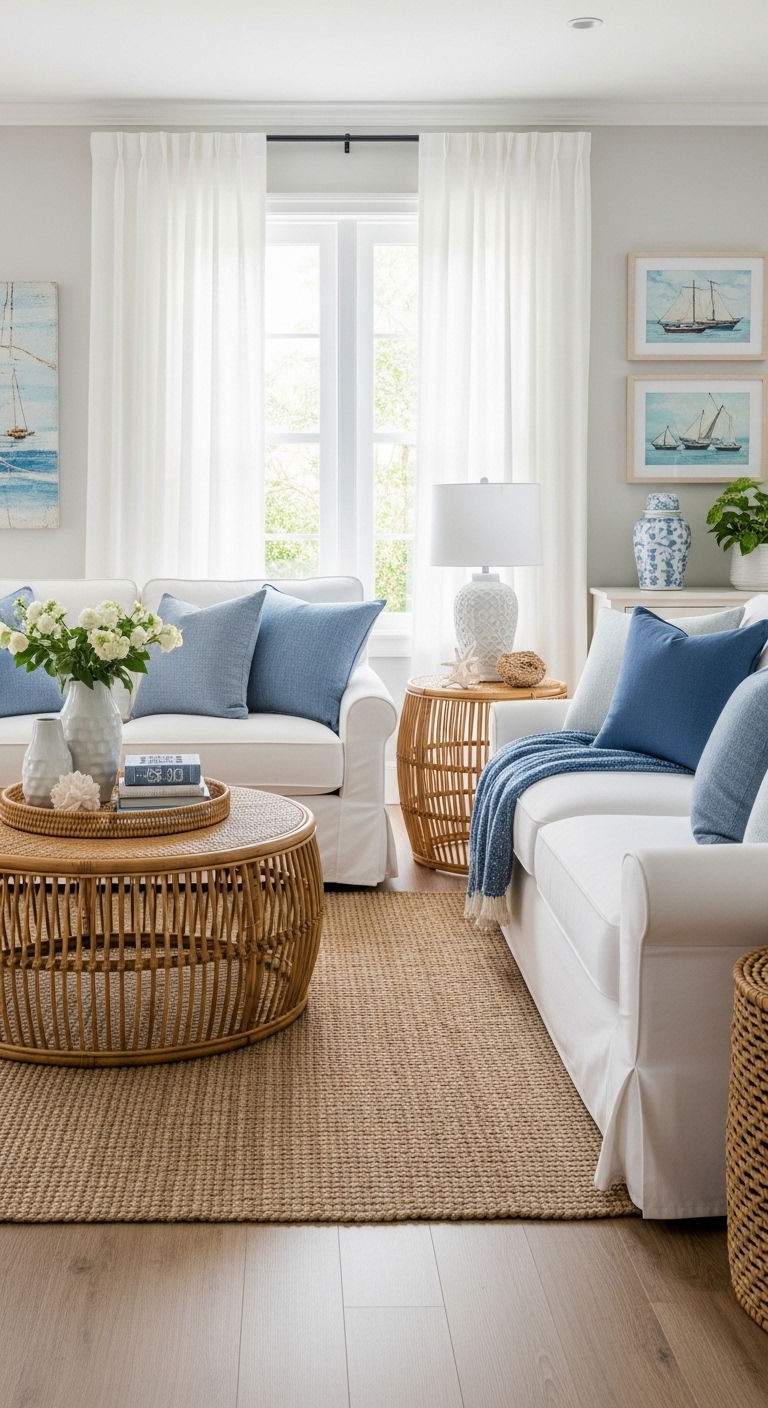 14 Two Sofas Living Room Layout Ideas That Feel Balanced and Chic 14 13. Coastal Breeze Balance
