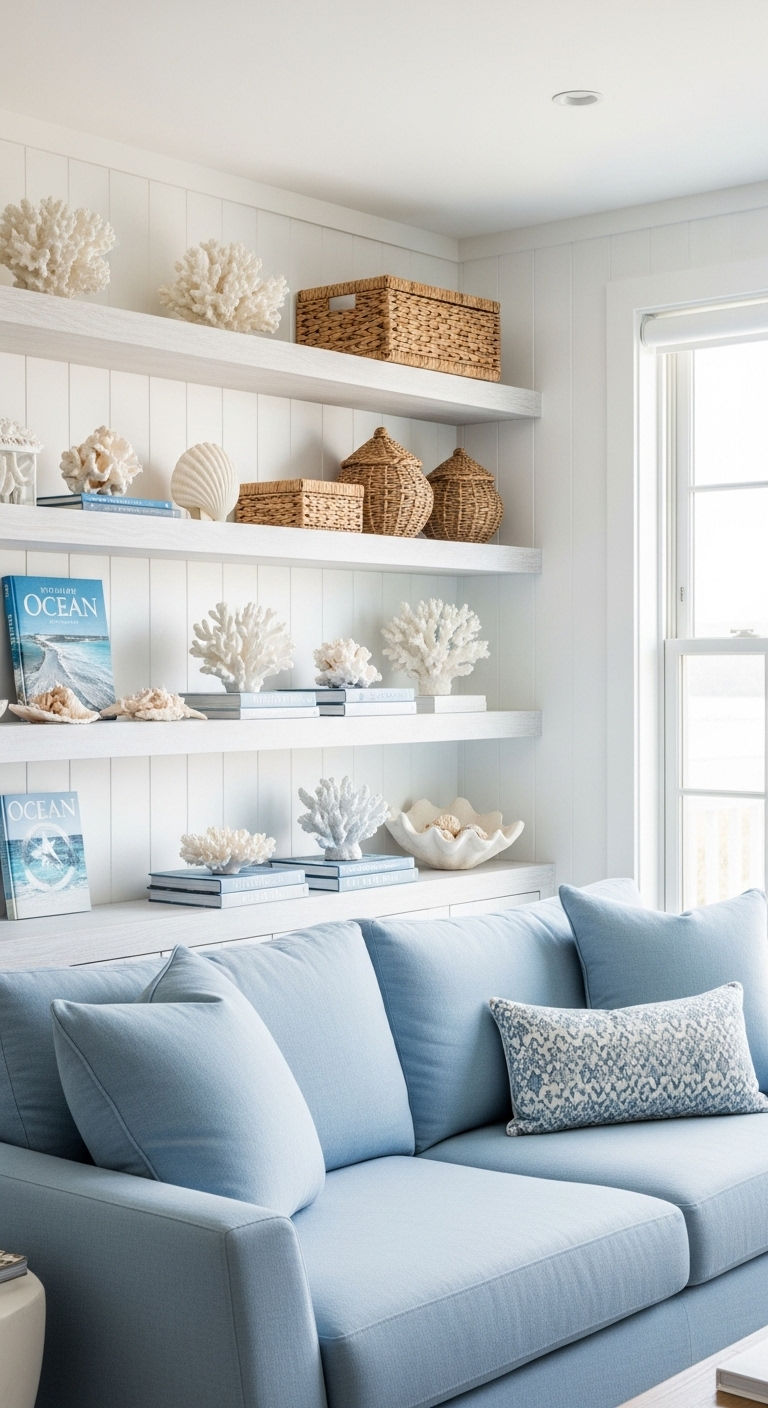 12. Coastal Whitewashed Shelf Wall