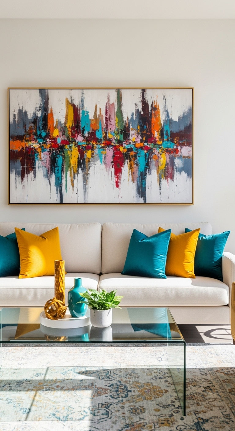 16 Modern Sofa Living Room Interior Design Ideas to Refresh Your Home 14 8. Color Pop Modern
