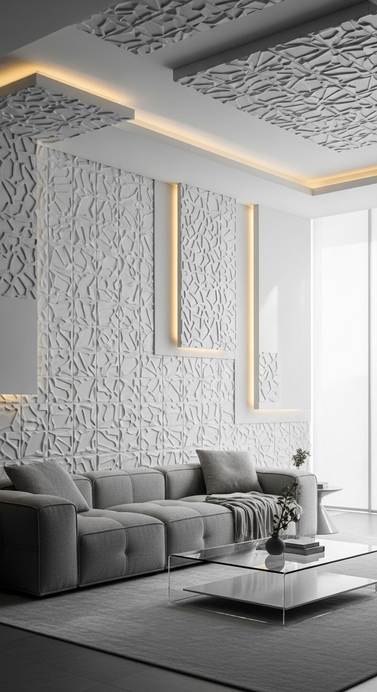 10. Contemporary White 3D Panels