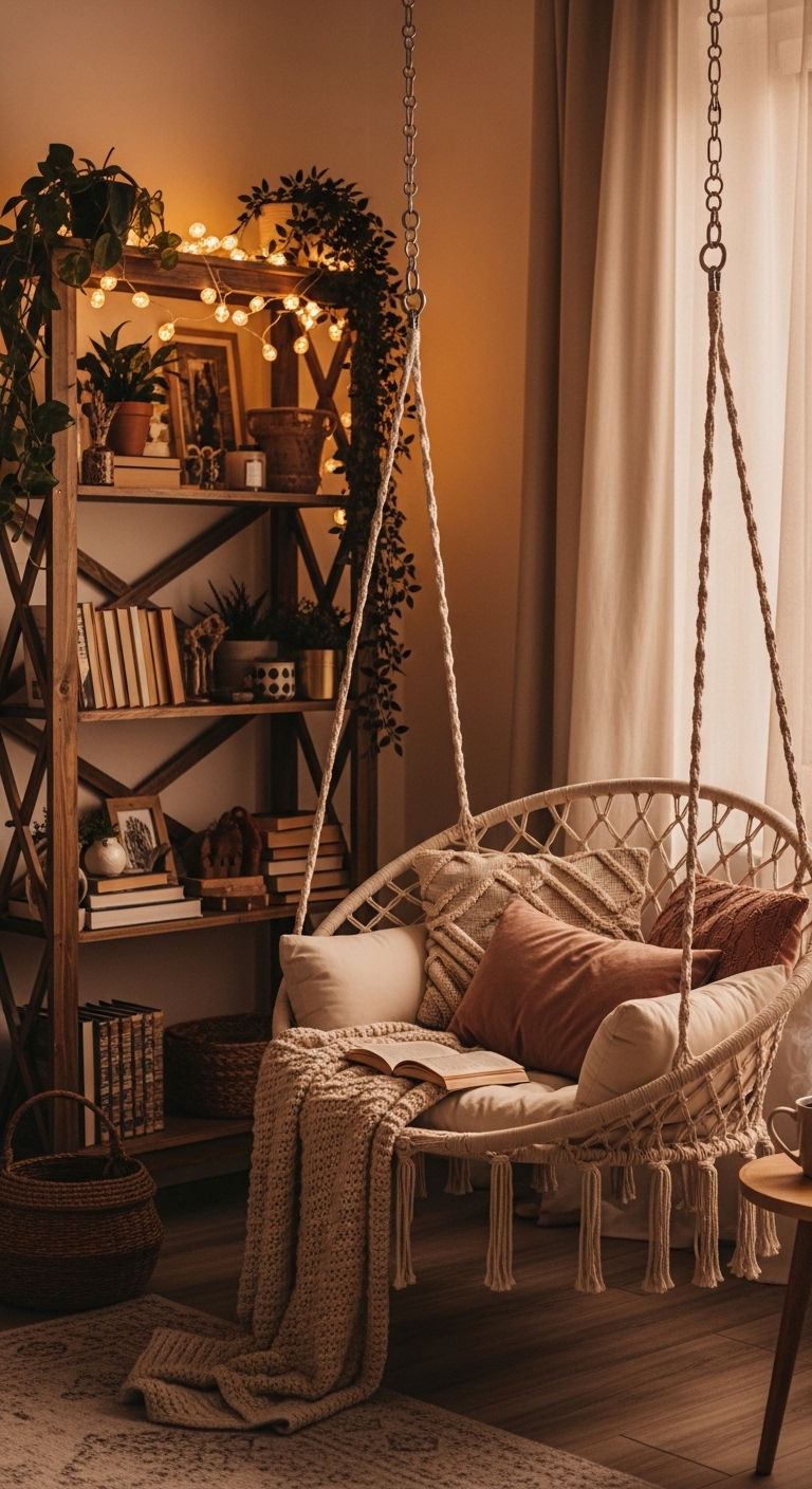 10. Cozy Reading Nook Hanging Sofa