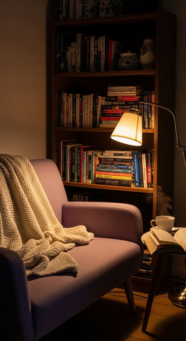 7. Cozy Reading Nook in Lilac