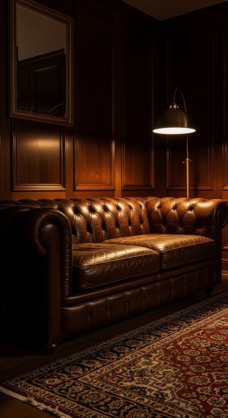 13 Statement Sofa Living Room Ideas to Make Your Space Unforgettable 13 12. Deep Brown Leather Luxe
