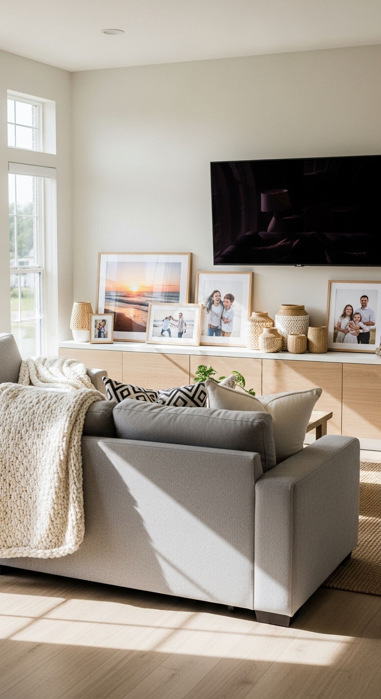 13 Sideboard Behind the Sofa Living Room Ideas for Function and Style 7 7. Double-Duty Storage Solution