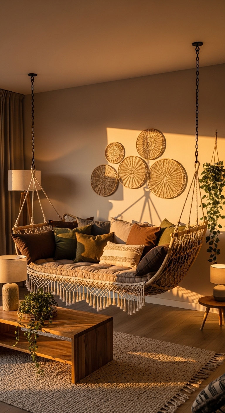 4. Earth-Toned Hammock Sofa Haven