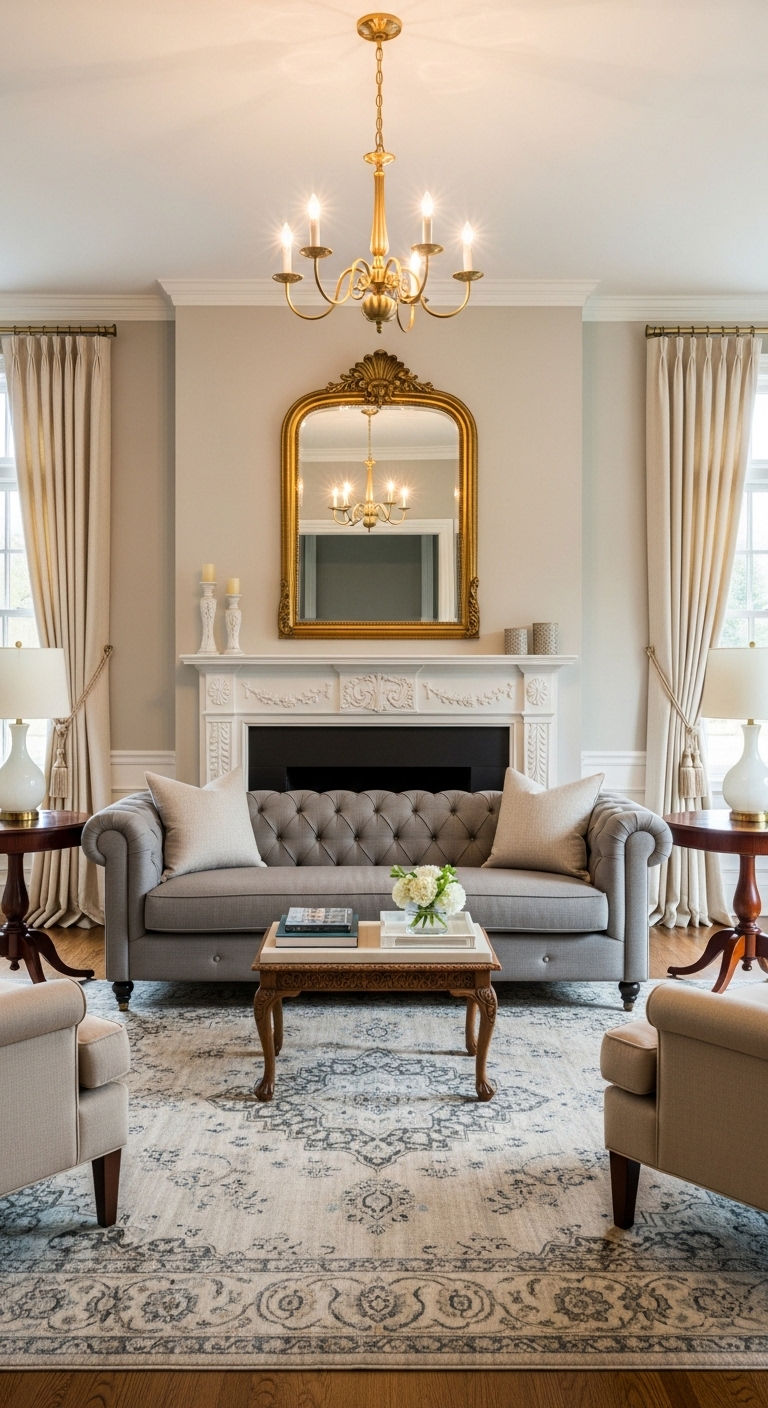 16 Beige Living Room With Grey Sofa Ideas That Feel Warm and Inviting 20 10. Elegant Classic Neutrals