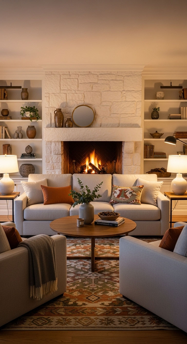 7. Fireplace-Centered Balance