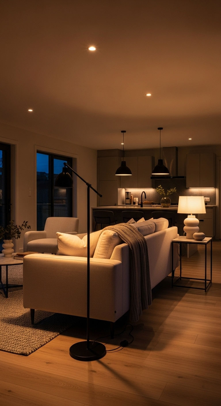 12 Angled Sofa Living Room Ideas That Add a Unique Design Twist 3 2. Floating Angled Sofa Layout