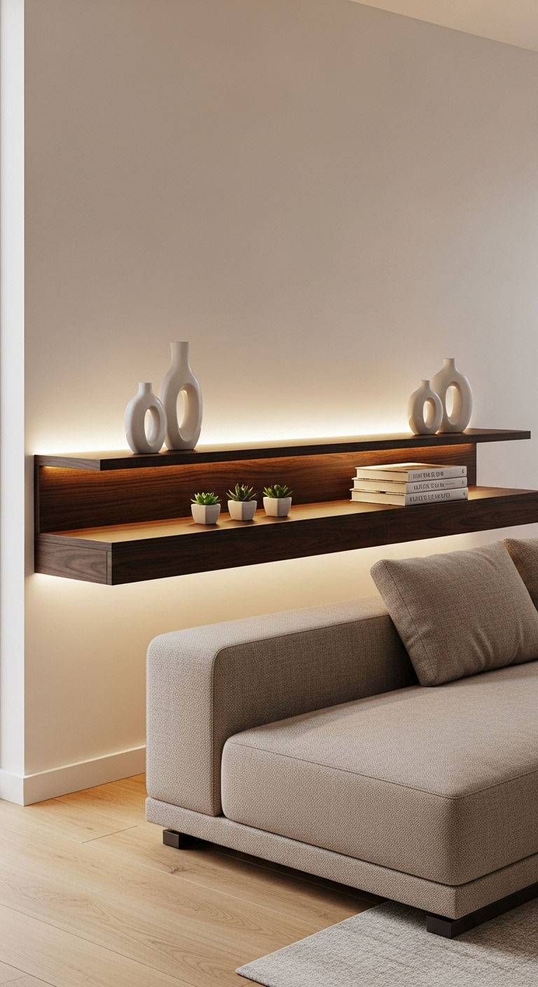 15 Console Table Behind the Sofa Living Room Ideas That Look Amazing 14 14. Floating Console Illusion