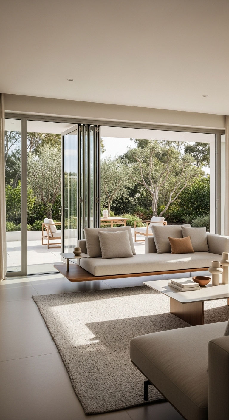 15 Floating Sofa Living Room Layout Ideas That Open Up the Space 14 14. Floating with a View