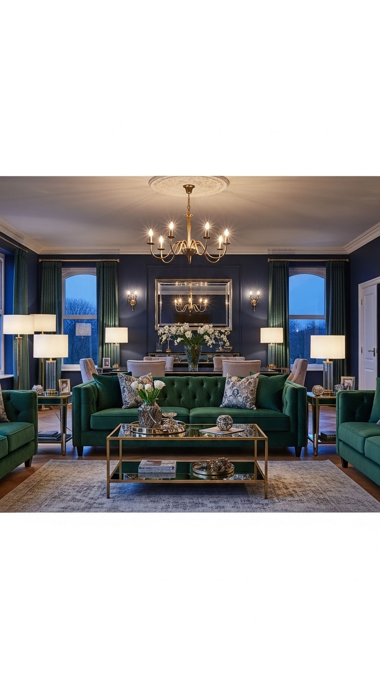 12 8-Seater Sofa Set Living Room Ideas for Grand, Open Spaces 6 6. Glamorous Velvet Statement Space