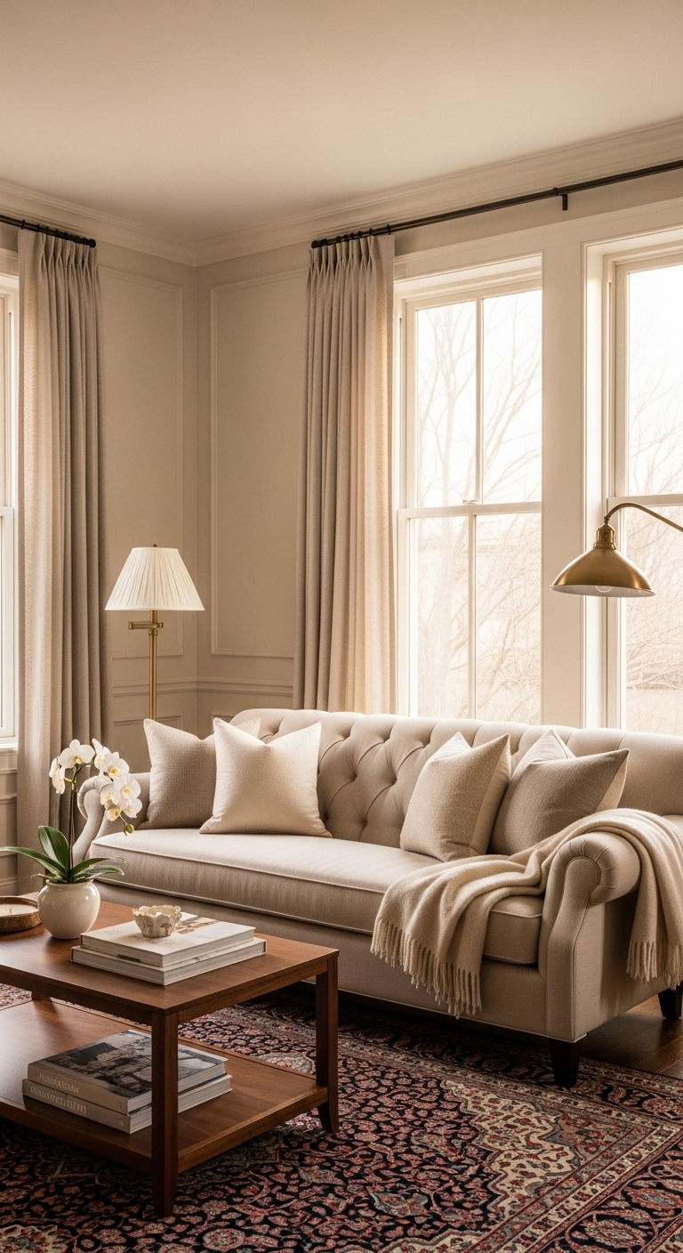 15 Rustic and Natural Sofa Living Room Ideas Full of Earthy Warmth 14 15. Golden Hour Rustic Glow