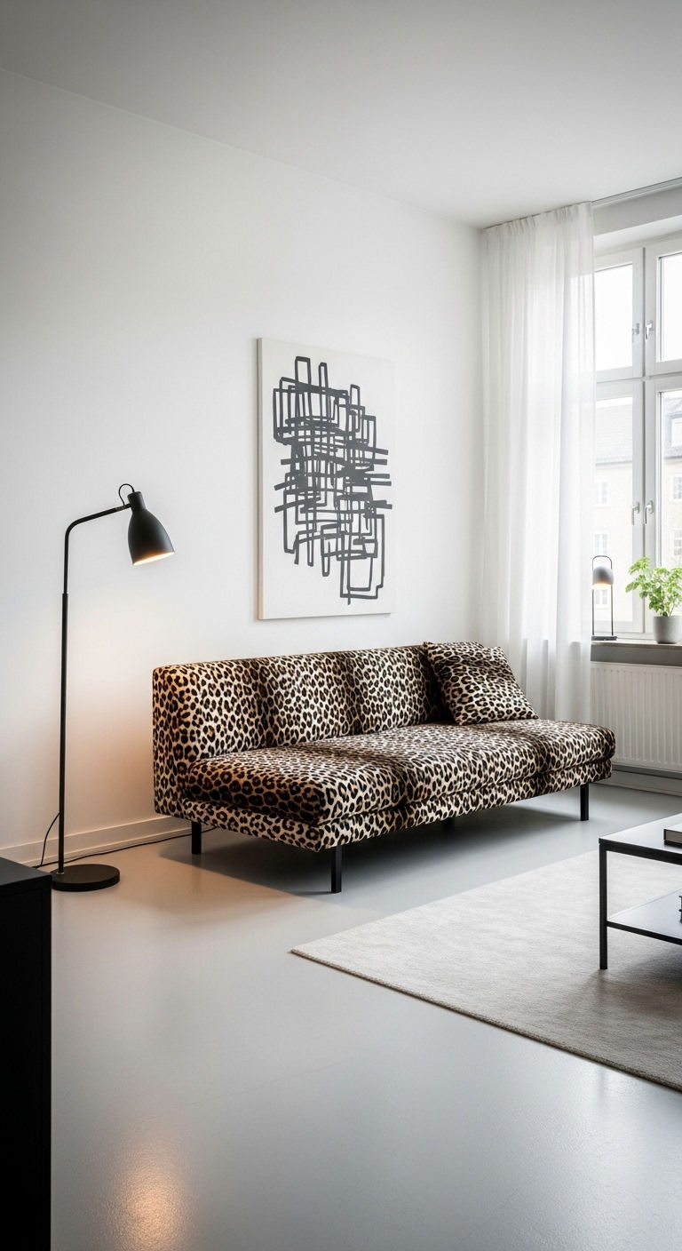 13 Leopard Print Sofa Living Room Ideas for a Glamorous, Wild Interior 2 1. Golden Jungle Glam