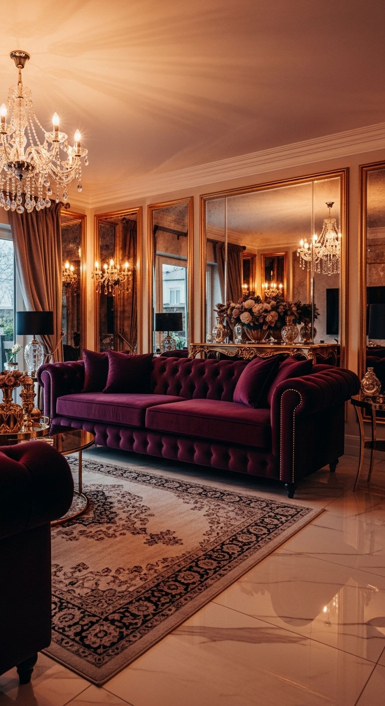 13 Statement Sofa Living Room Ideas to Make Your Space Unforgettable 10 9. Jewel-Toned Glam