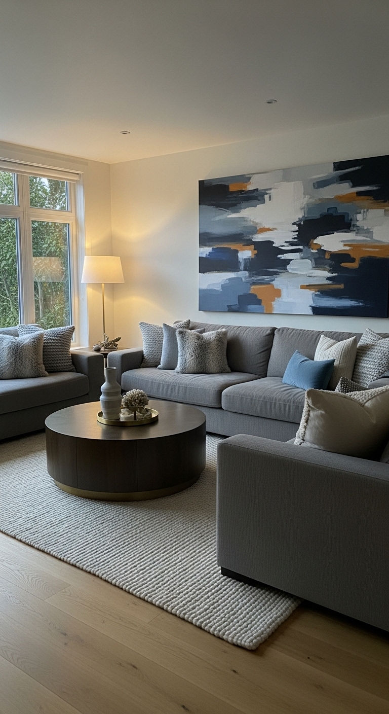 14 Two Sofas Living Room Layout Ideas That Feel Balanced and Chic 3 2. L-Shape Luxe Balance