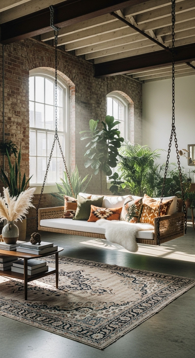 11. Layered Texture Boho Loft Swing