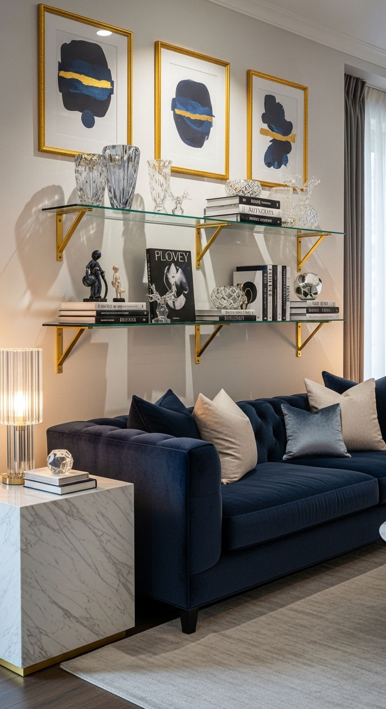 11. Luxe Gold Accent Shelves
