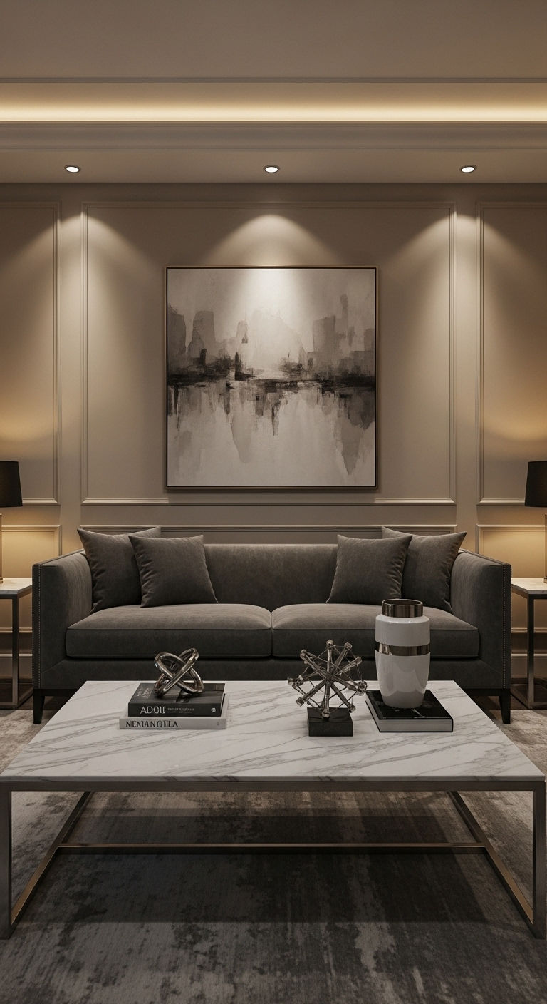 16 Beige Living Room With Grey Sofa Ideas That Feel Warm and Inviting 26 13. Luxury Hotel-Inspired Lounge
