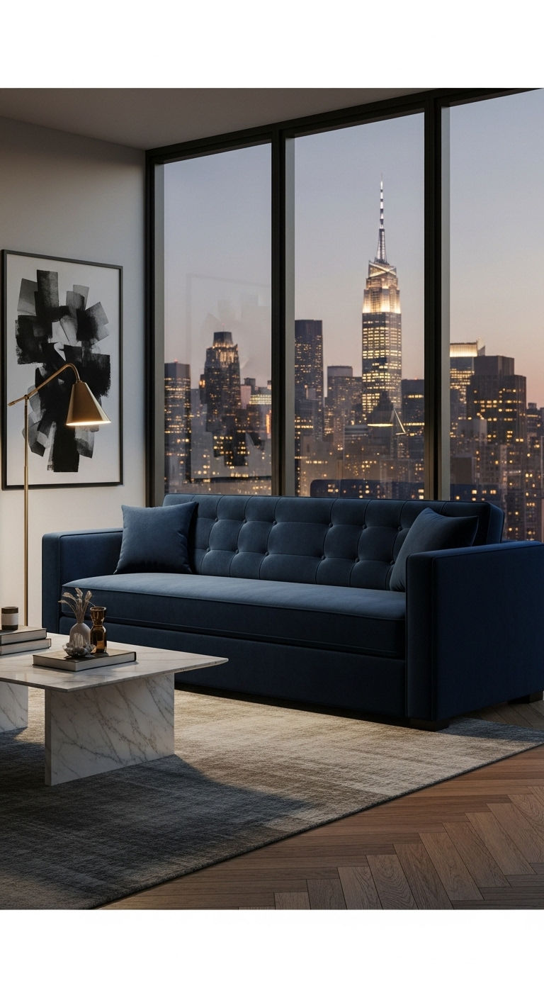 11 Tuxedo Sofa Living Room Ideas for a Sharp, Tailored Aesthetic 2 1. Midnight Manhattan Elegance