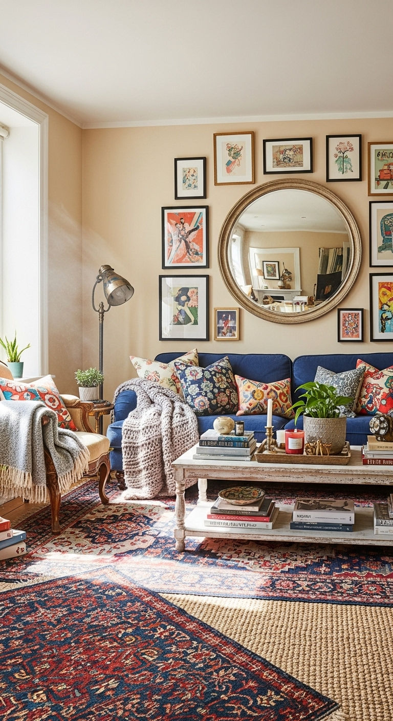 15 Mirror Above the Sofa Living Room Ideas That Open Up Any Space 9 8. Minimal Frameless Glow