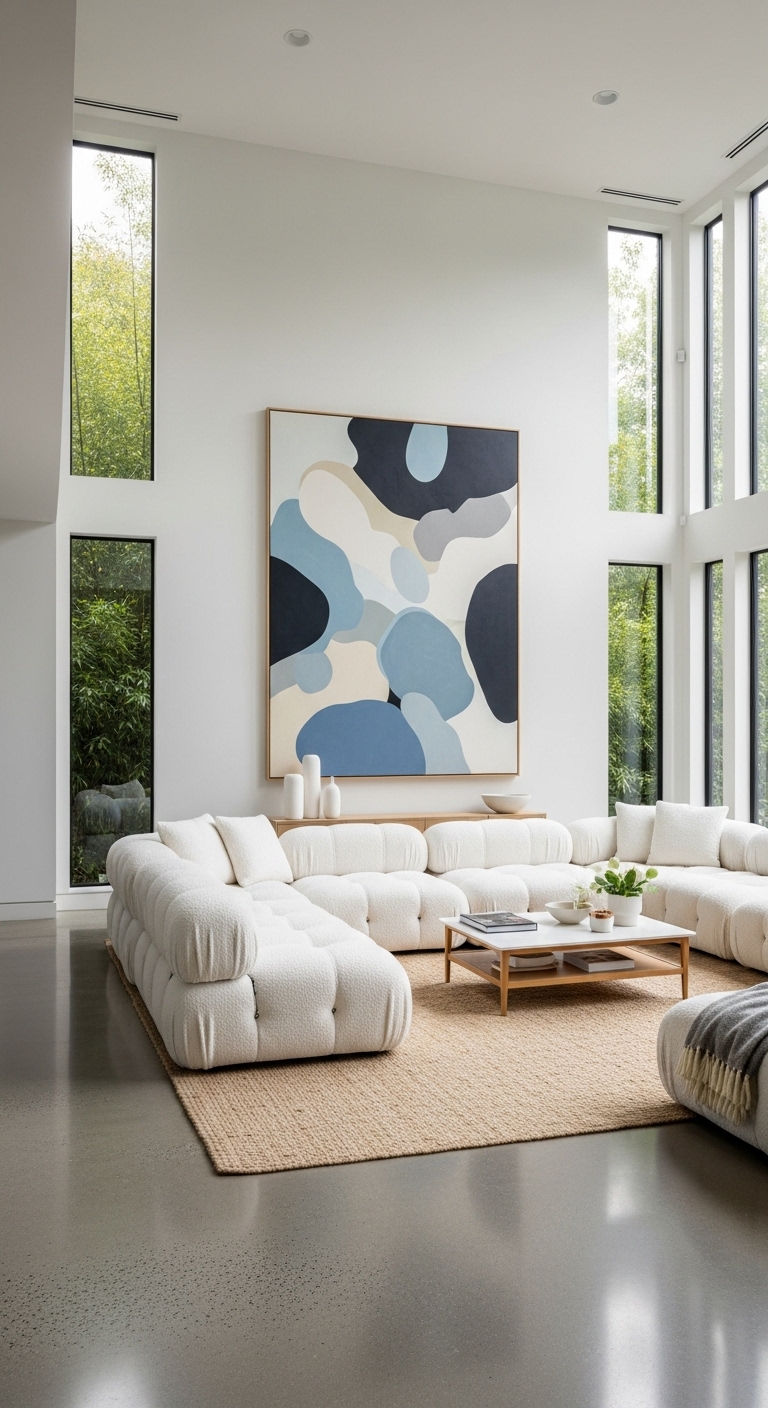 11 Fluffy Sofa Living Room Ideas for Ultimate Comfort and Coziness 11 10. Minimalist Cloud Lounge