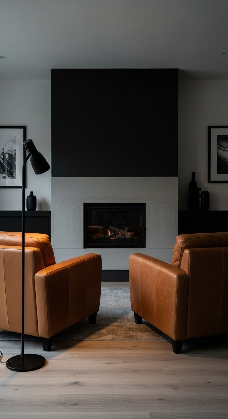 12. Minimalist Leather Club Chairs