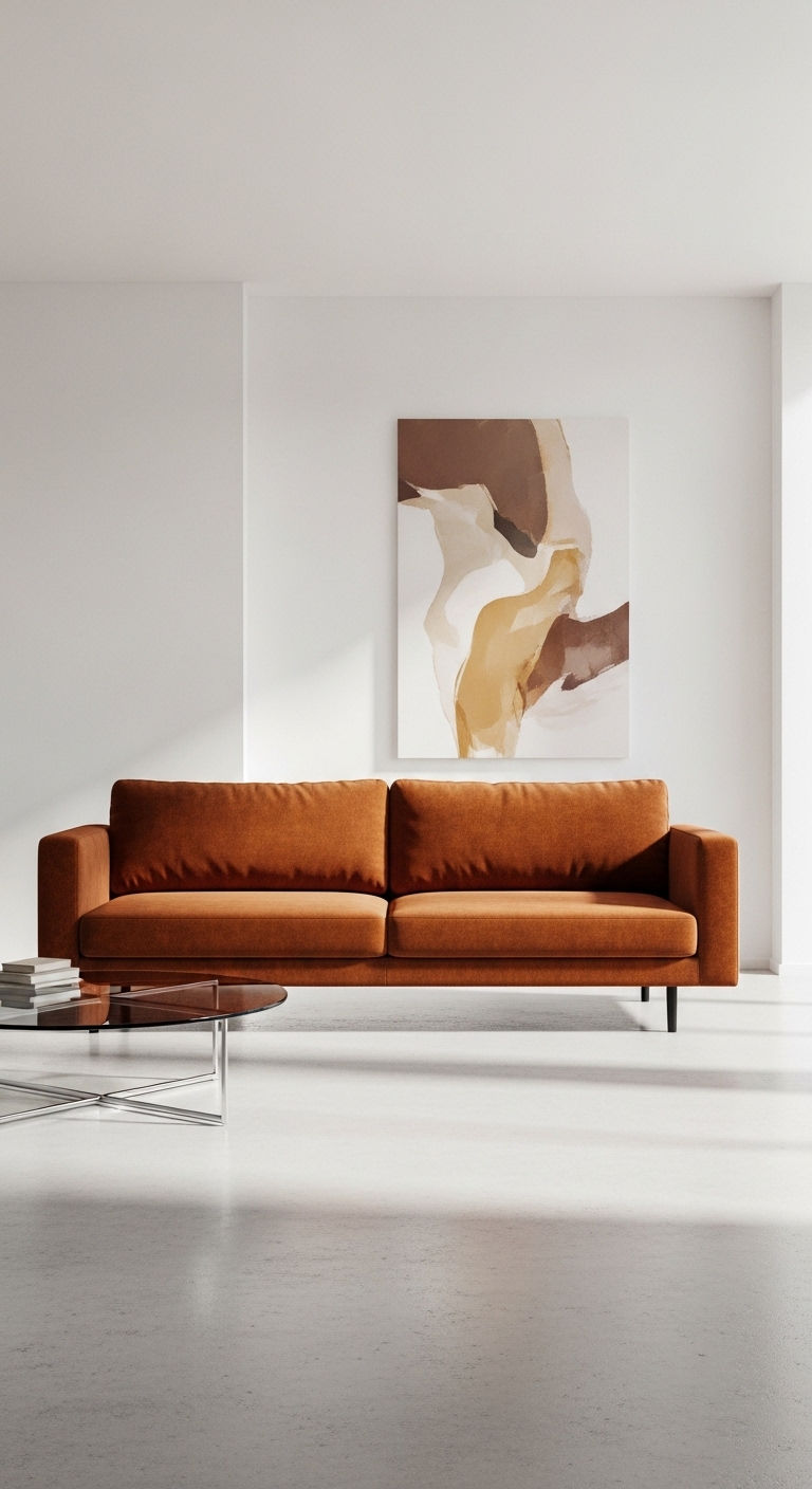 12 Copper Sofa Living Room Ideas for a Warm, Metallic Color Pop 9 11. Minimalist Metallic Statement