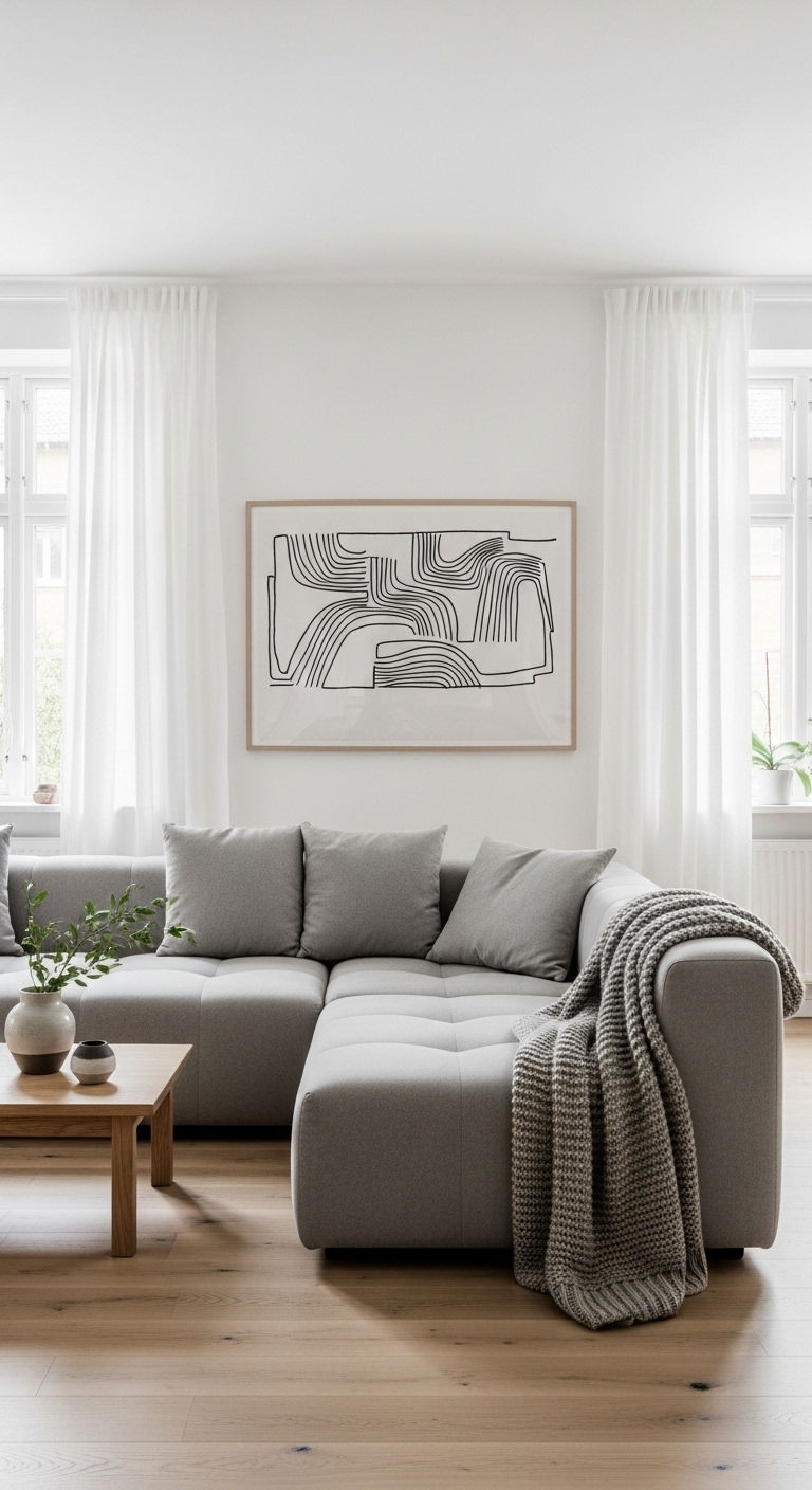13 Statement Sofa Living Room Ideas to Make Your Space Unforgettable 14 13. Minimalist Statement in Soft Gray