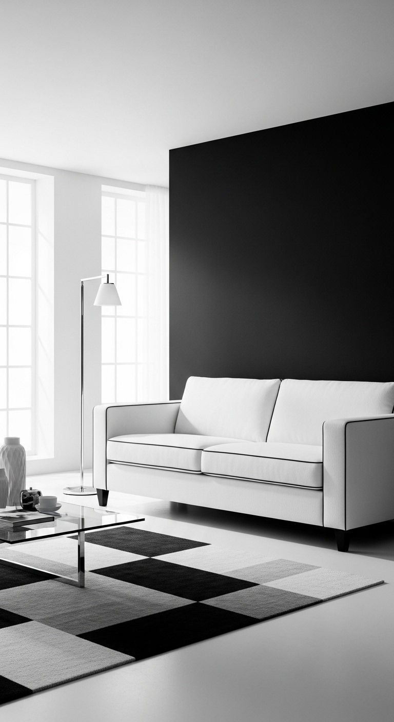 11 Tuxedo Sofa Living Room Ideas for a Sharp, Tailored Aesthetic 3 2. Modern Monochrome Precision