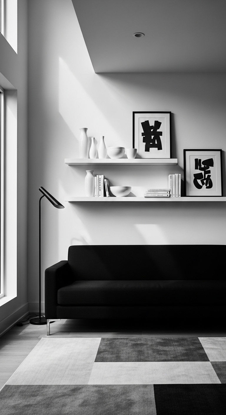 16. Modern Monochrome Shelves