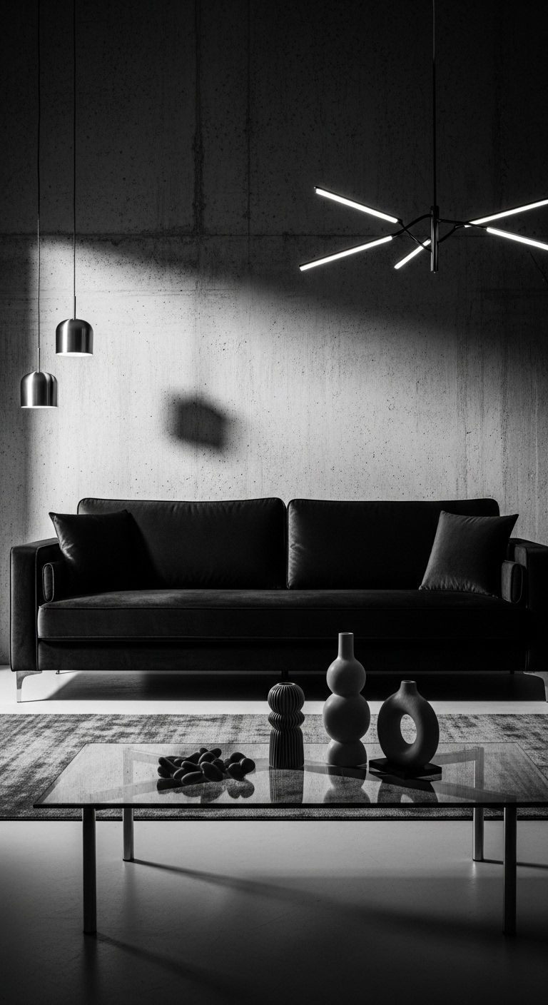 13 Statement Sofa Living Room Ideas to Make Your Space Unforgettable 6 5. Monochrome Black Elegance