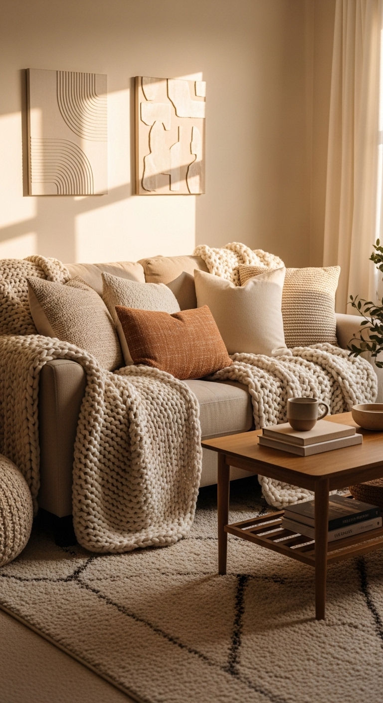 13 Loveseat Sofa Ideas for Small Living Rooms and Tight Spaces 14 13. Neutral Cozy Layers