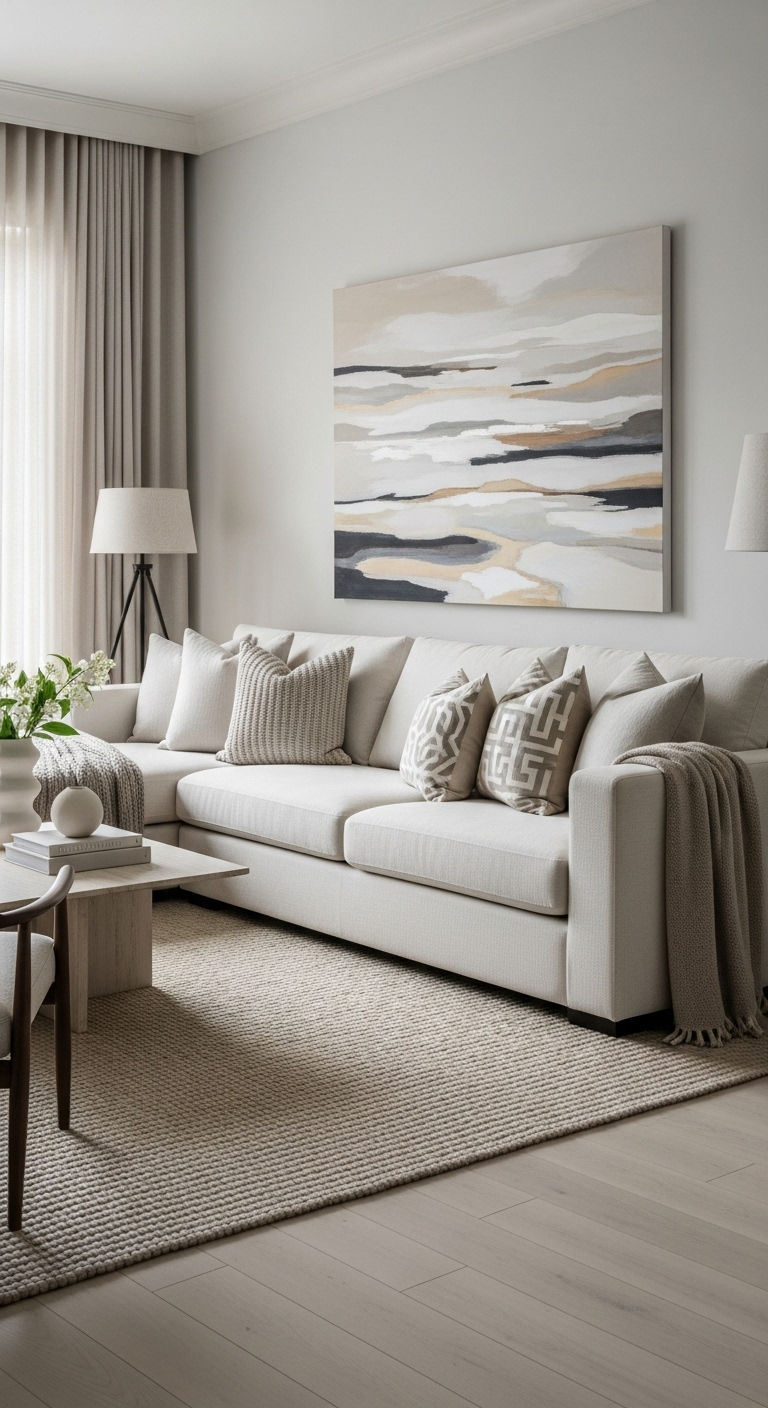 16 Modern Sofa Living Room Interior Design Ideas to Refresh Your Home 22 12. Neutral Luxury Layers