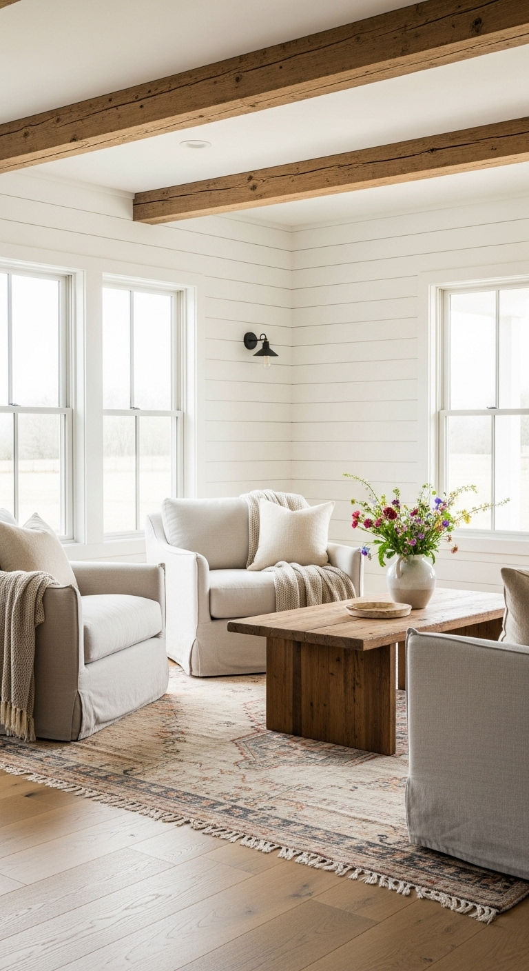 7. Rustic Farmhouse Armchair Trio