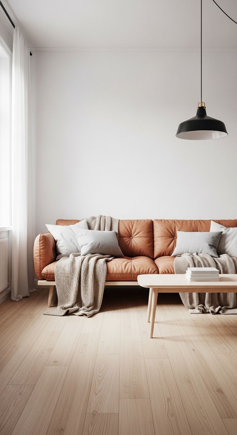 12 Copper Sofa Living Room Ideas for a Warm, Metallic Color Pop 5 5. Scandinavian Warmth Upgrade