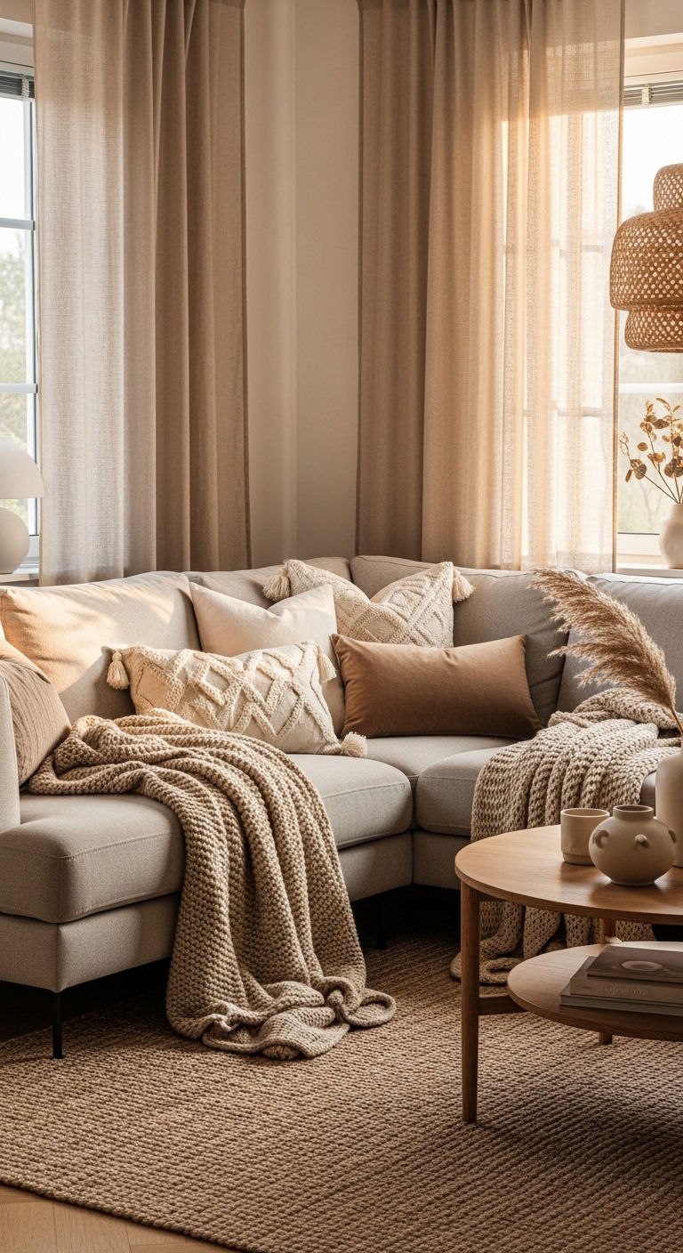 16 Beige Living Room With Grey Sofa Ideas That Feel Warm and Inviting 2 1. Soft Contrast Elegance