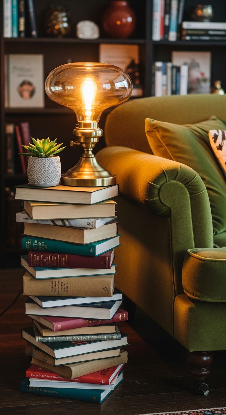 9. Stacked Books Creative Table