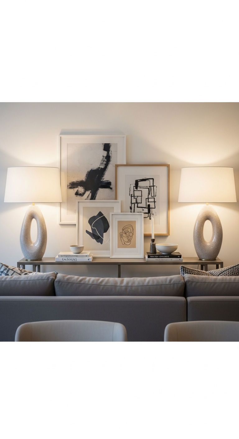 15 Console Table Behind the Sofa Living Room Ideas That Look Amazing 8 8. Statement Lamp Styling