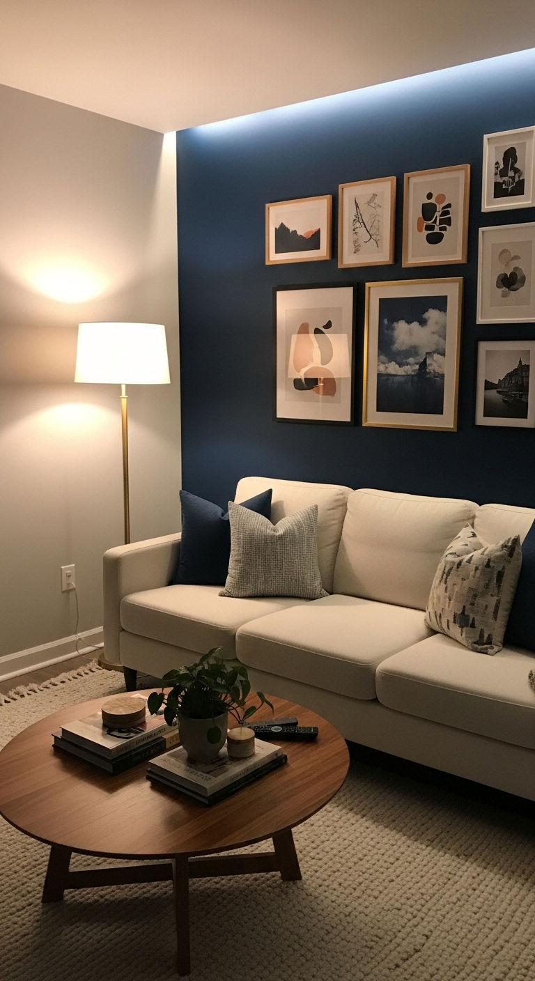 9. Statement Wall + Simple Sofa