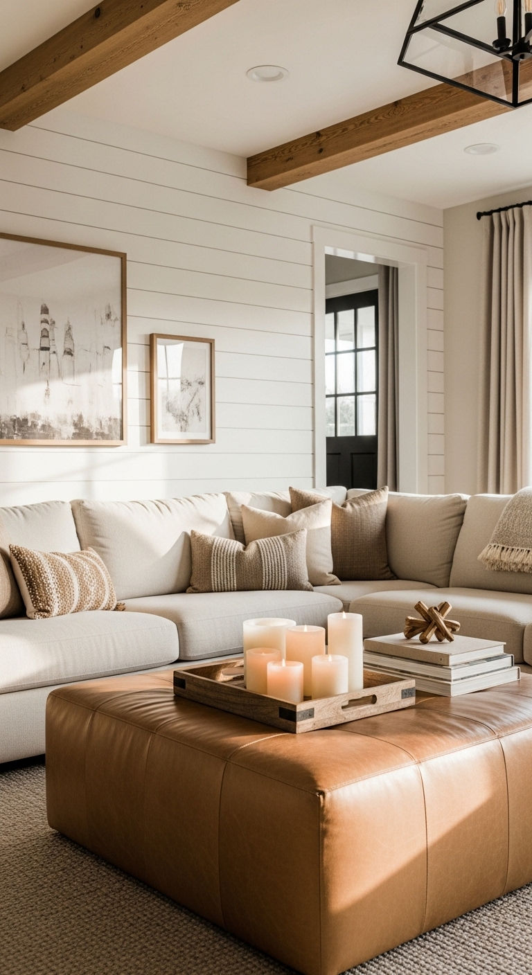 15 Sofa and Ottoman Living Room Ideas for Cozy, Versatile Seating 4 3. Velvet Luxe Retreat