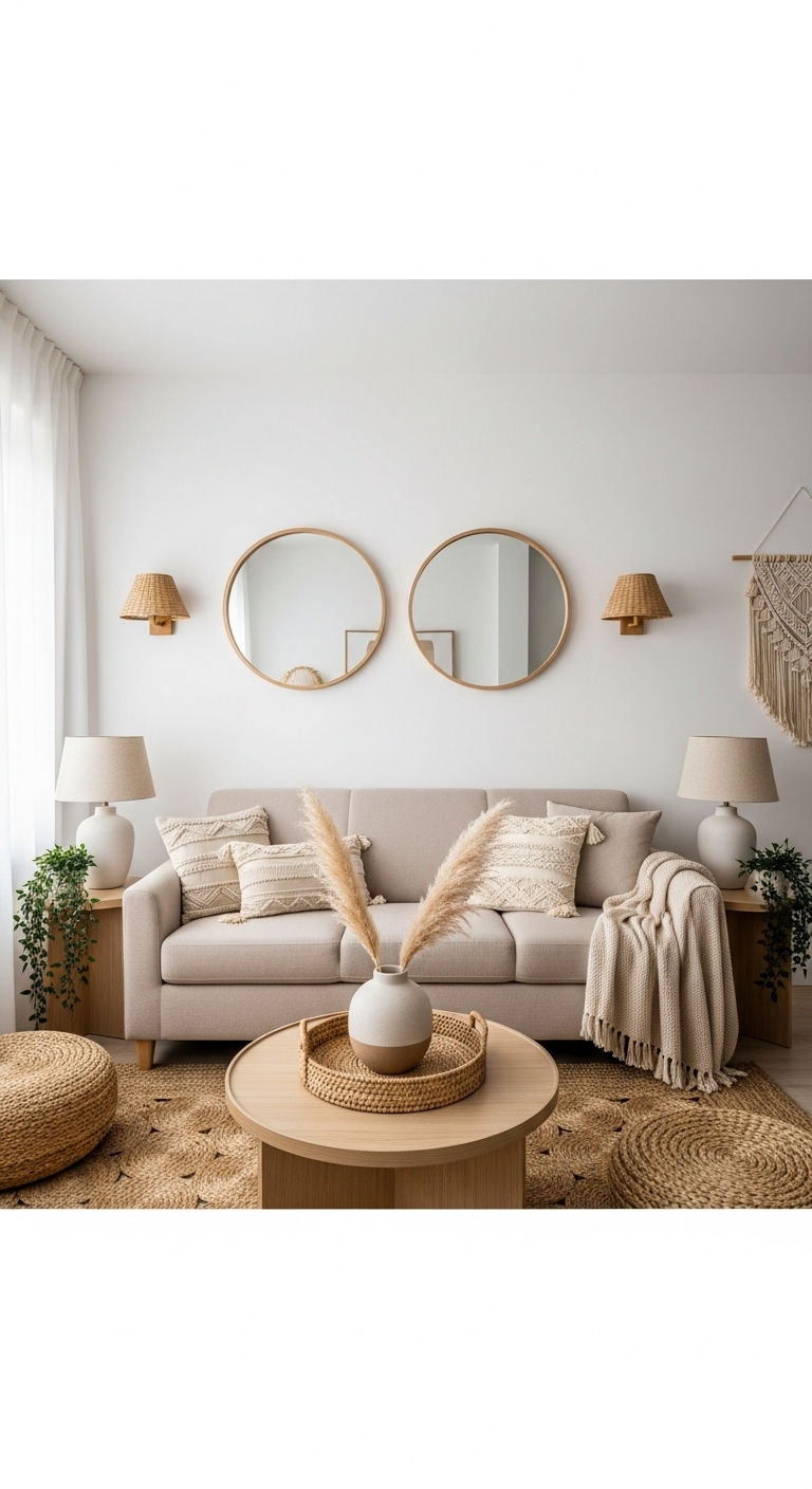 15 Mirror Above the Sofa Living Room Ideas That Open Up Any Space 4 3. Vintage Gold Glam