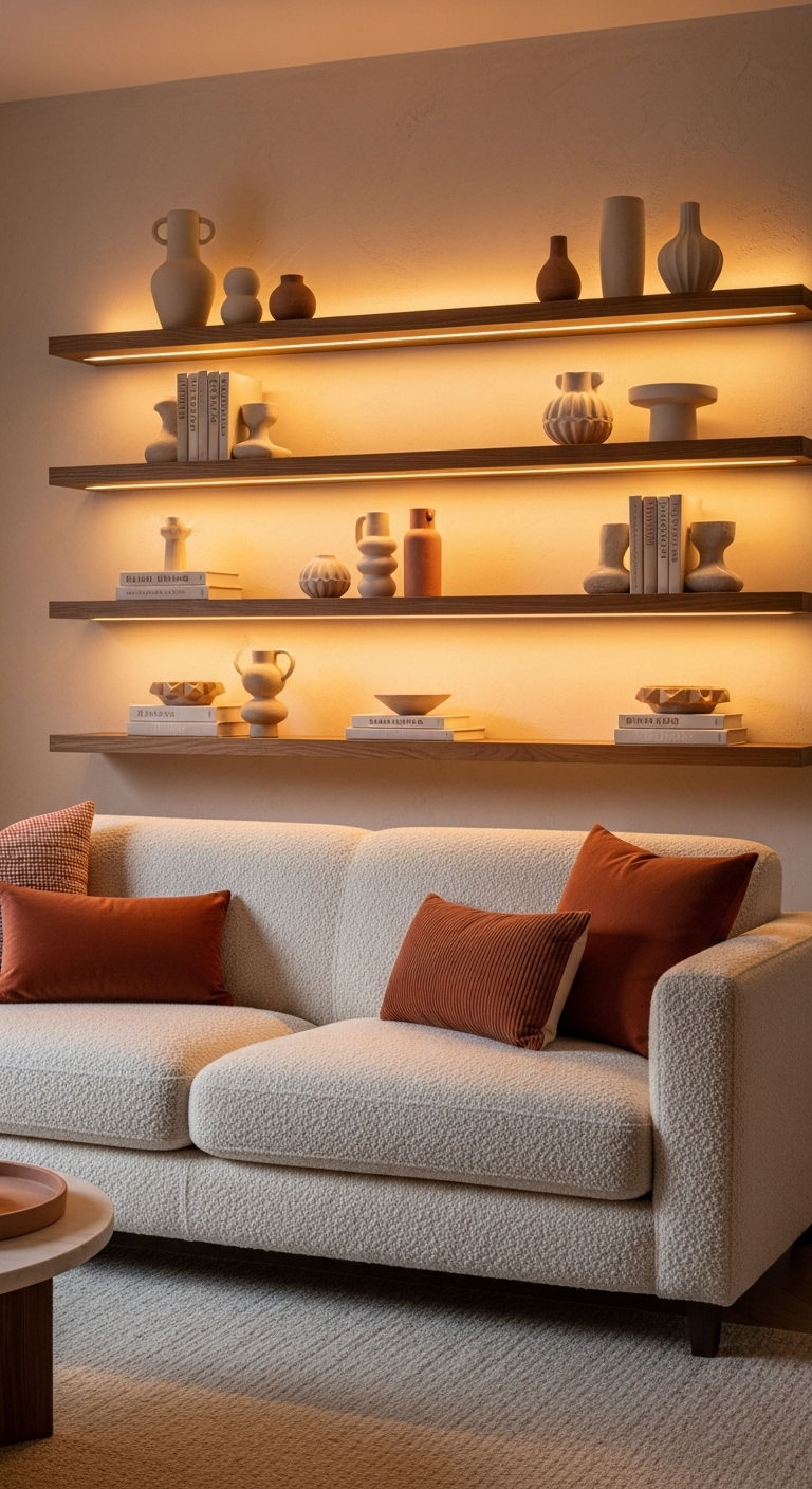 7. Warm Wood and LED Glow