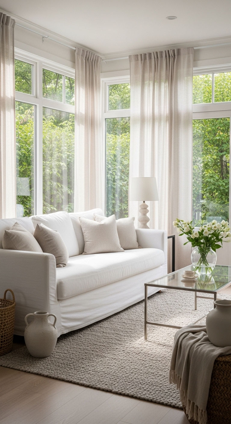 12 Angled Sofa Living Room Ideas That Add a Unique Design Twist 7 6. Window-Framing Layout