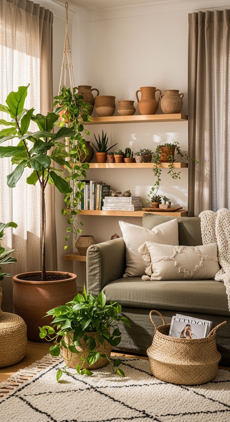 6. Earthy Green Linen Retreat