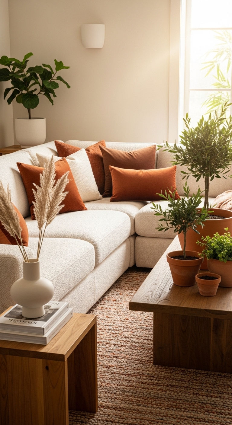 11. Earthy Modern Living Room